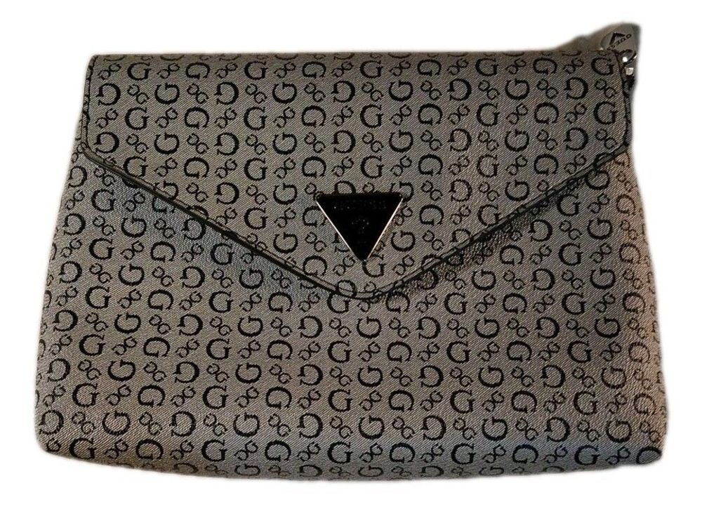 Guess Clutch Bag Color Black Multi Guess Logo Medium